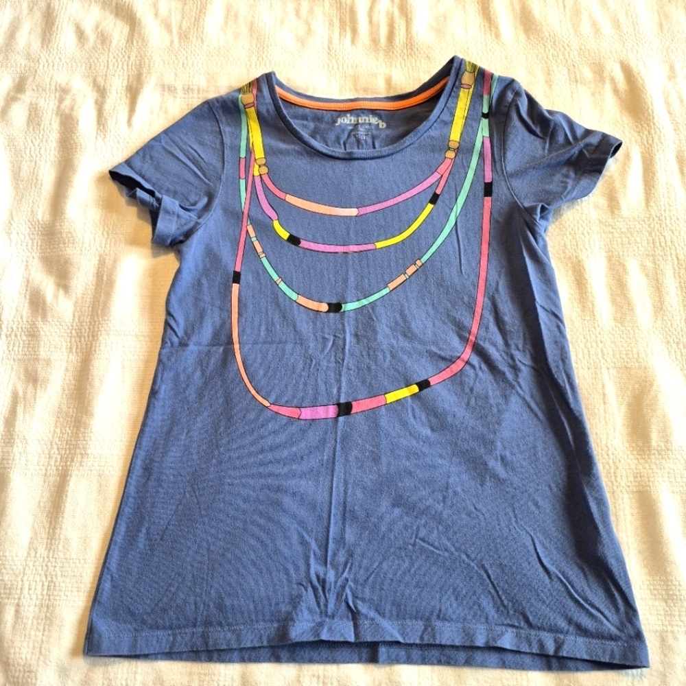 Johnnie B Mini Boden girls size 11-12 years blue short sleeve shirt VGUC